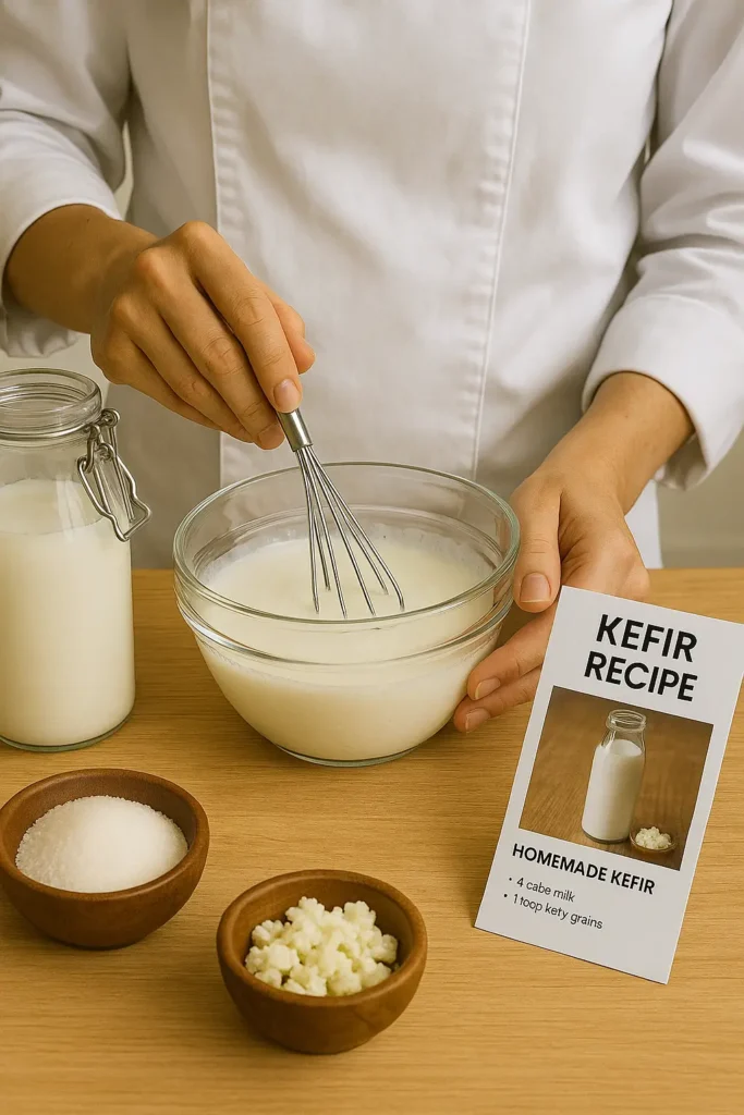 Natalia Smith making kefir
