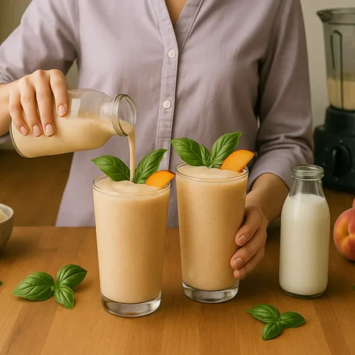 Peach Basil Kefir Smoothie