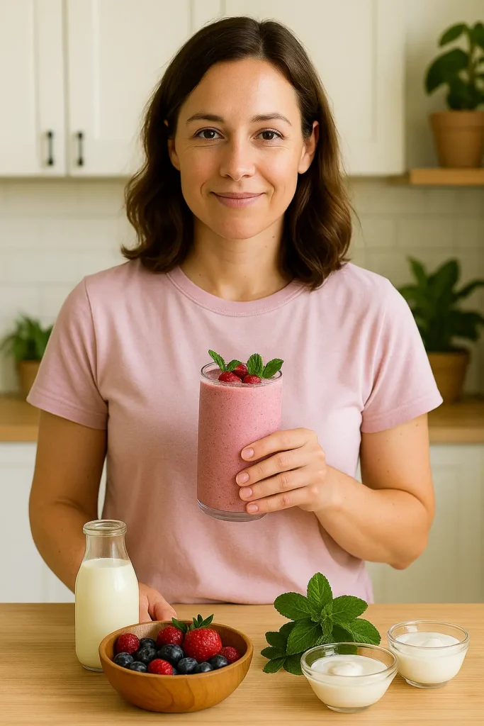 Raspberry Mint Kefir Smoothie By Natalia Smith