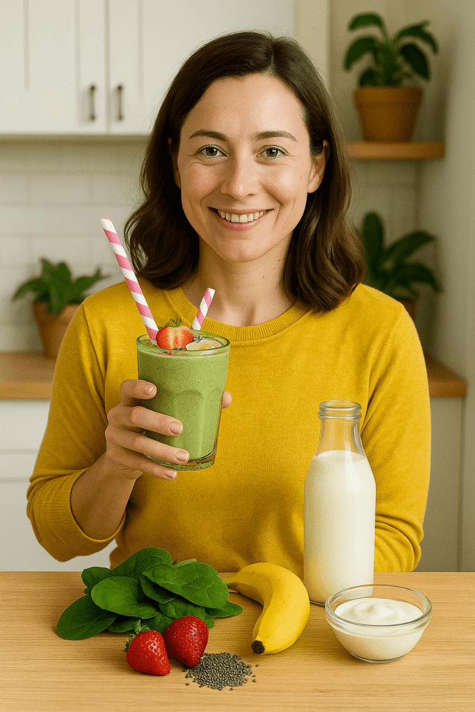 Strawberry Spinach Kefir Smoothie By Natalia Smith