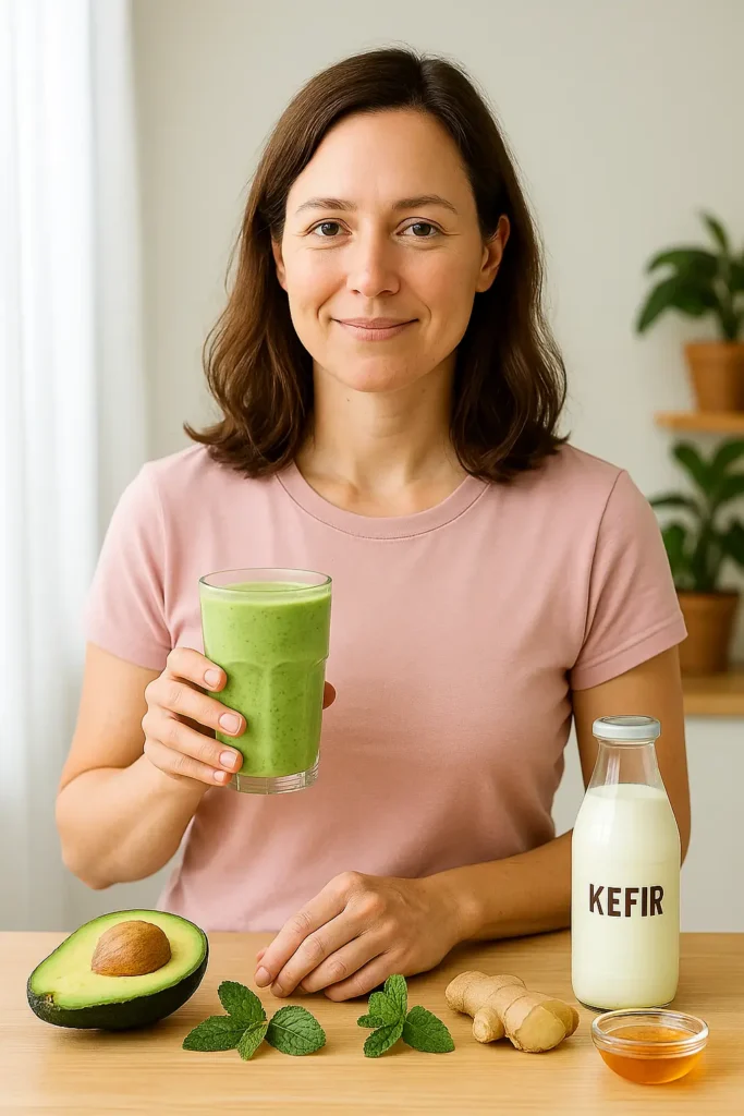 Avocado Ginger Mint Kefir Smoothie By Natalia Smith