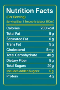 Nutrition Facts Pineapple Turmeric Kefir Smoothie
