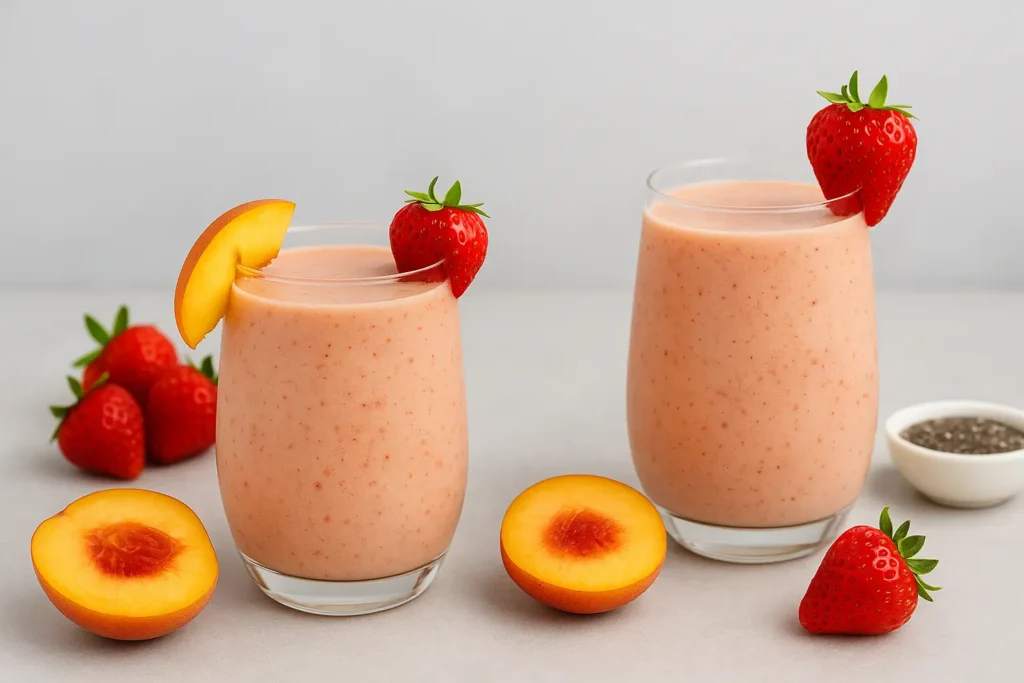 Peach Strawberry Chia Kefir Smoothie