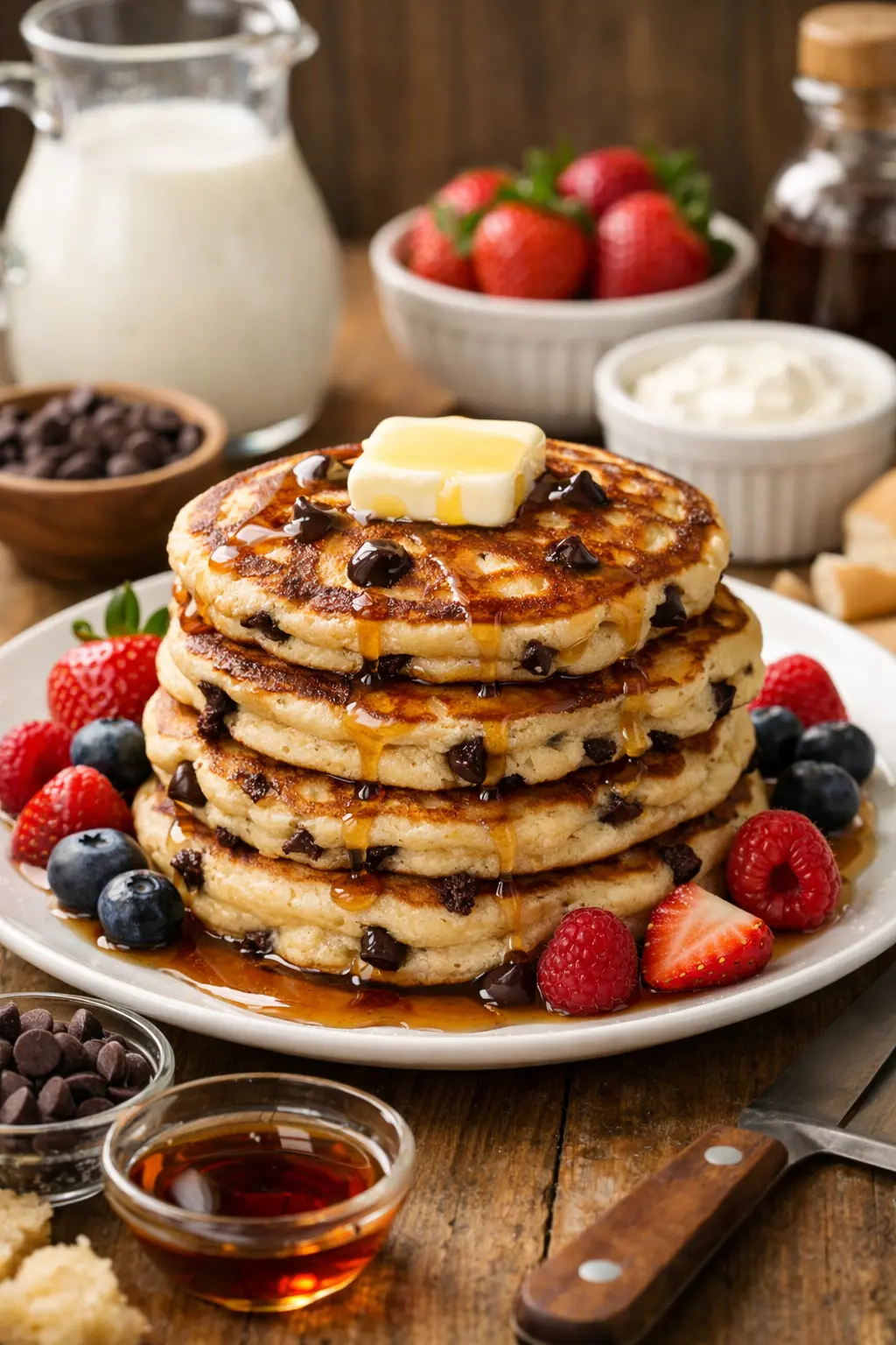 Chocolate Chip Kefir Pancakes