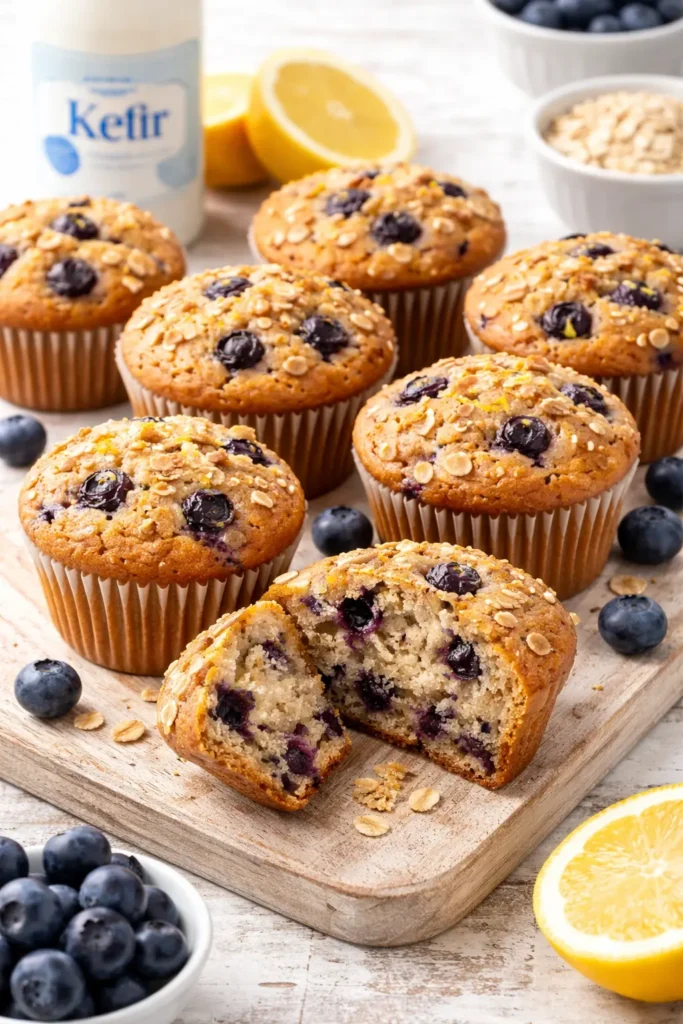 Blueberry kefir muffins