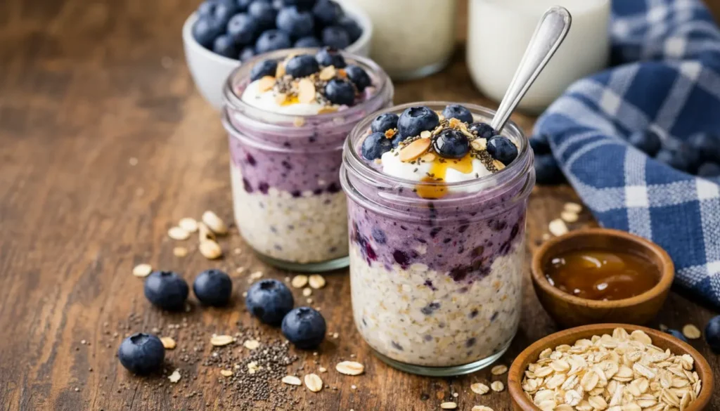 Kefir Overnight Oats with Blueberries