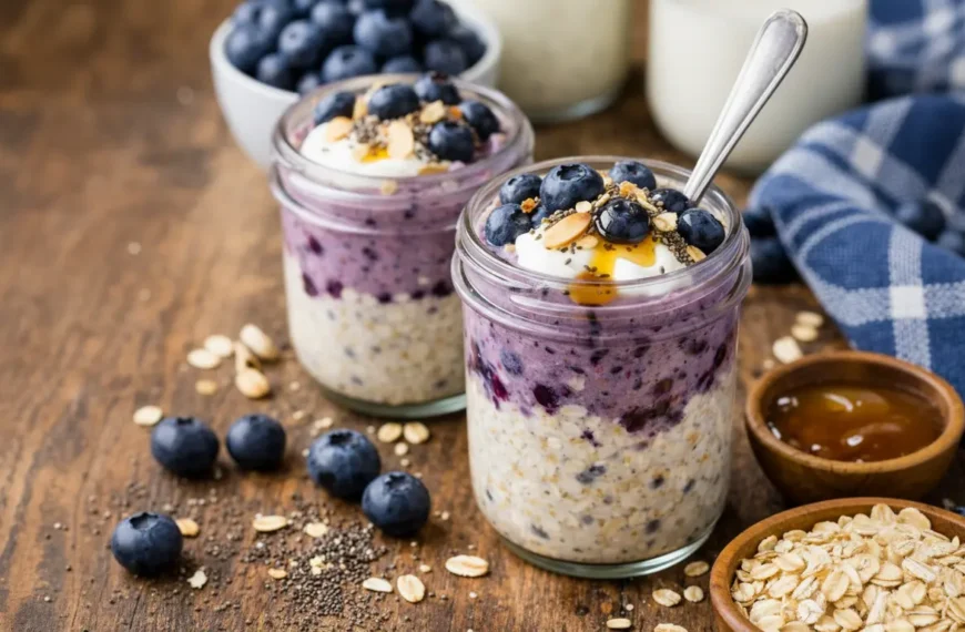 Kefir Overnight Oats with Blueberries