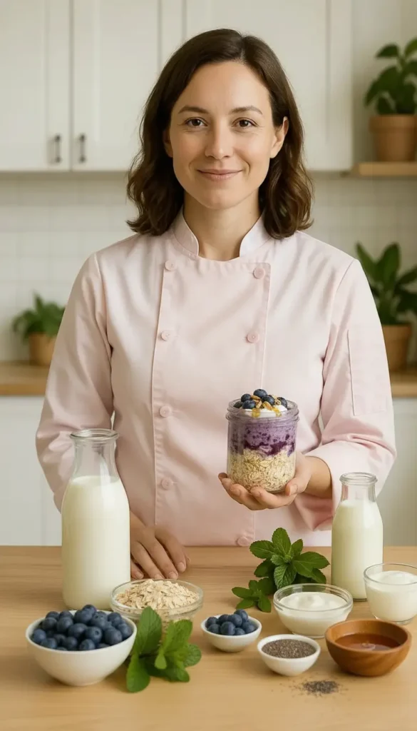 Kefir Overnight Oats with Blueberries By Natalia Smith