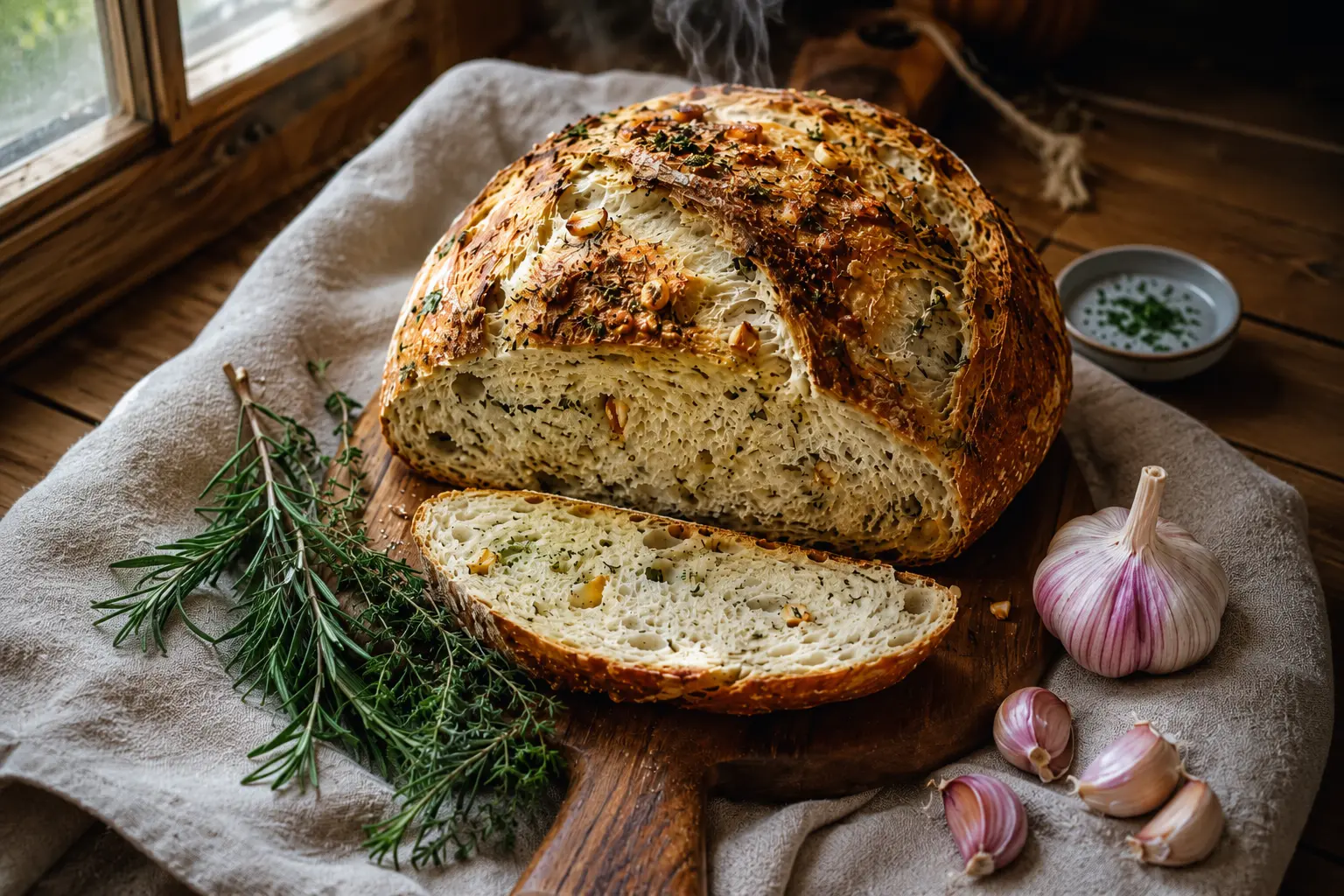 garlic-herb-kefir-sourdough-bread