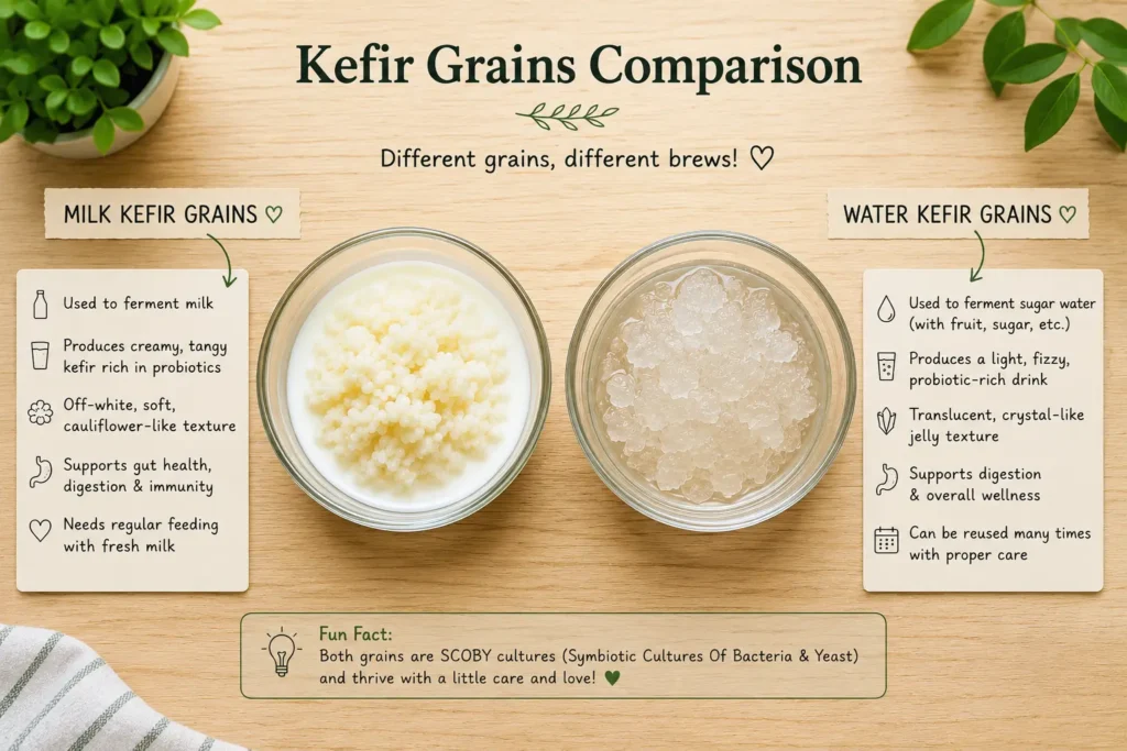 Milk Kefir Grains vs. Water Kefir Grains: The Complete Comparison 1 milk-kefir-grains-vs-water-kefir-grains